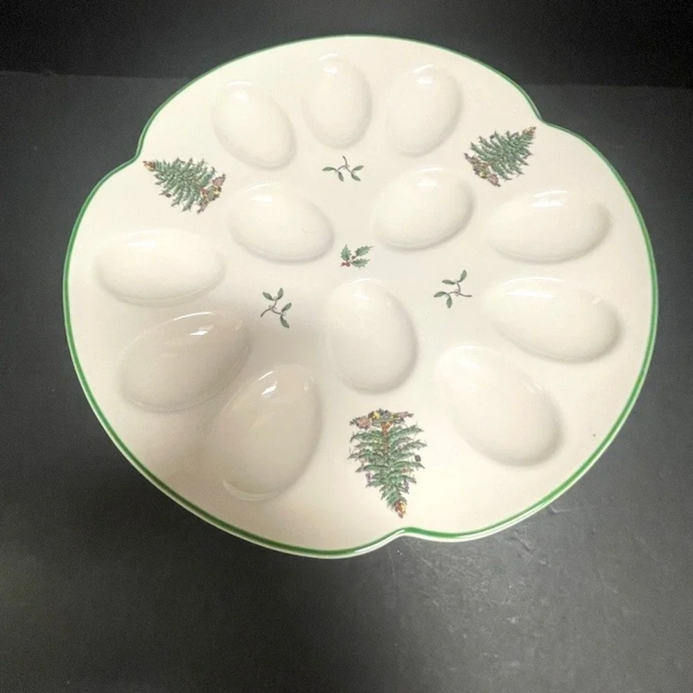 Vintage Spode Christmas Tree Deviled Egg Serving Platter / Dish - Boxed